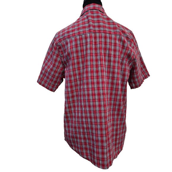Koret City Blue-Red Plaid Blouse Short Sleeve Button up Size - See Measurements - Picture 3 of 5